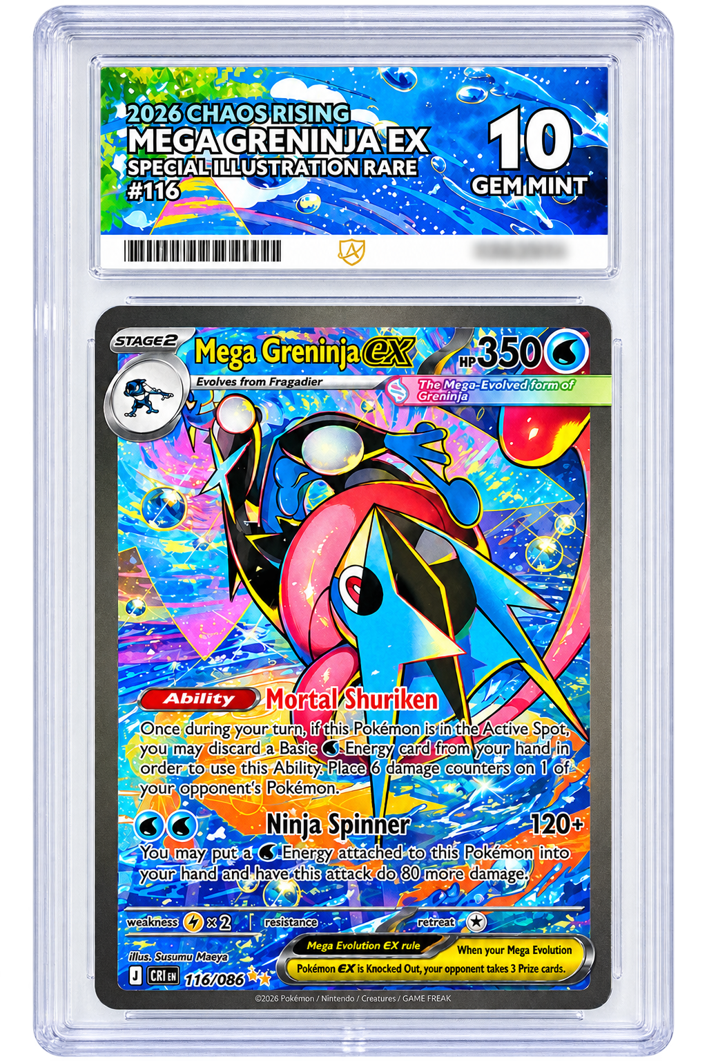 116 Mega Greninja ex - Chaos Rising - ACE 10 (GEM MINT)