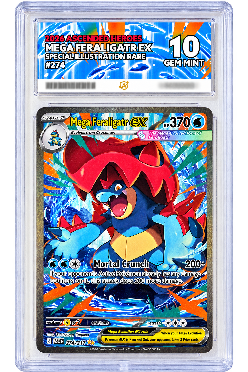 274 Mega Feraligatr ex - Ascended Heroes - ACE 10 (GEM MINT)