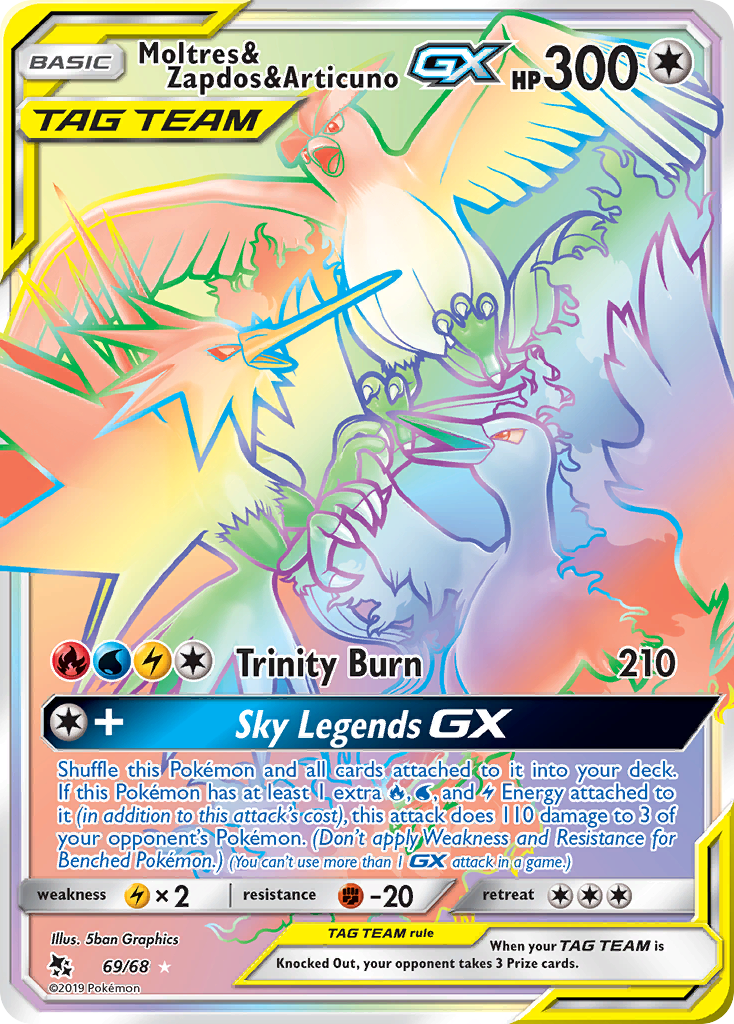 Moltres & Zapdos & Articuno-GX – Hidden Fates HIF 69