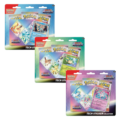 Pokemon Scarlet & Violet Prismatic Evolutions Tech Sticker Collection (3 Pack)